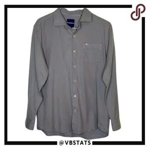 Tommy Bahama Gray Silk-Cotton Blend LS‎ Medium Shirt in Gray